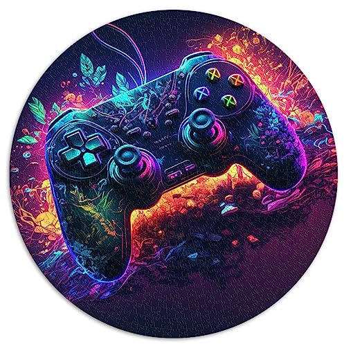 Kreisförmiges 1000-teiliges Puzzle Rundes Puzzle mit Neonkunst im Alter von Gaming. Geeignet für Erwachsene und Kinder über 12 Jahre. Papppuzzles Erwachsene und Kinder.