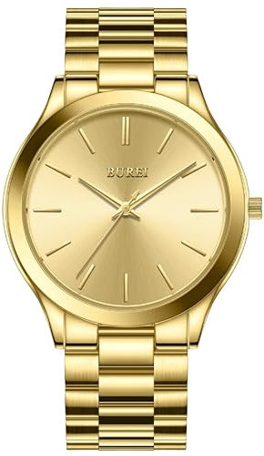 BUREI Mode Minimalistische Business Herren Armbanduhren Edelstahl Wasserdicht Quarzuhr für Mann