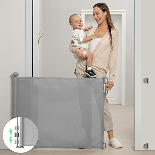 Momcozy Retractable Mesh Baby or Dog Gate, 33 Tall, Extends up to 55 Wide, Child Safety Gate for Doorways, Stairs, Hallways, Indoor/Outdoor