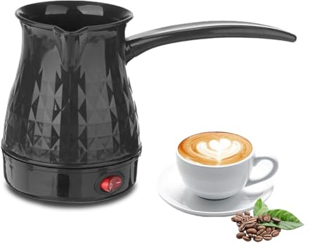 Leopacat Portable Turkish Coffee Pot - 600ml Electric Coffee Pot ABS and Stainless Steel Americano Kettle/Maker with Removable Anti Scald Handle for Heating Coffee Tea Milk,5-6 Cups