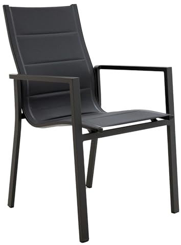 OUTLIV. Melbourne Stapelsessel, stapelbar, mit Rückenlehne, Anthrazit | Textilene und Aluminium; stapelbar und mit Rückenlehne; 57x68x92cm; Anthrazit; platzsparend, komfortabel
