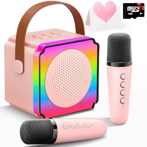 Gontence Karaoke Machine 2 Microphones, Birthday Gifts for Girls Toys Age 3-12 Year Old, Girls Gifts Kids Microphone Toys for 9+ Year Old Girls - Bluetooth Speaker Birthday Presents Kids & Adults