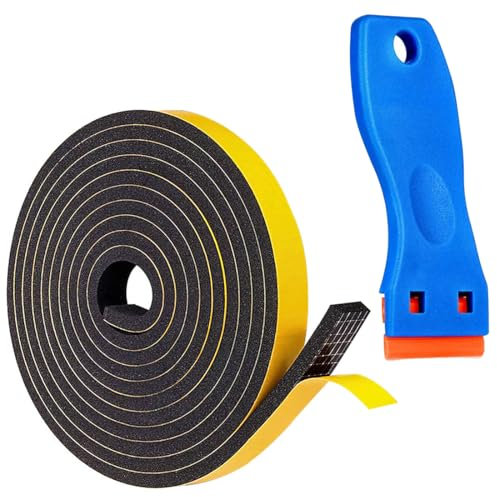 NHPY Guarnizione Paraspifferi per Finestre e Porte Nera 7 x 2 mm 8M - Striscia Sigillante Adesiva Fai da te per Porta Blindata