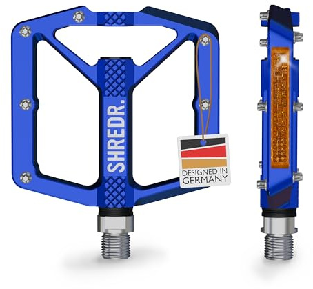 SHREDR. Shine Pedale für MTB | Hochwertige Flatpedals fürs Mountainbike | Mit Reflektoren (StVZO konform) | 2 Größen