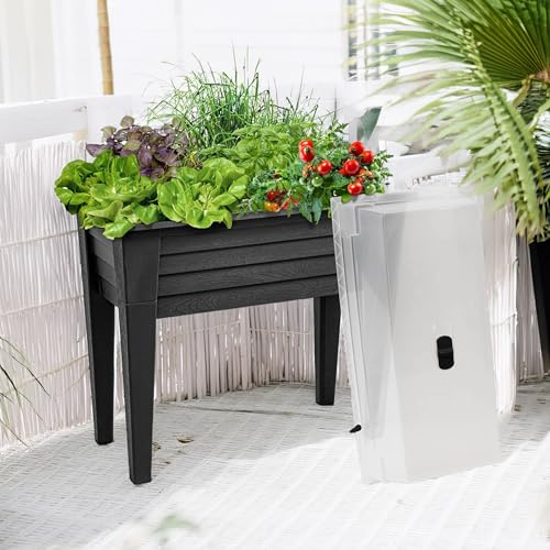 TOPCENT Hochbeet mit Haube ca.78 x 40 x 83 cm, Pflanzbeet mit Belüftungslöchern, wetterfestes Frühbeet für Garten, Balkon & Terrasse