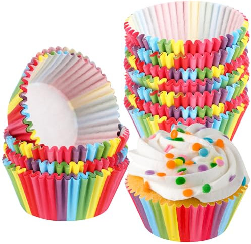 200 Pirottini per Muffin e Cupcake in Carta Arcobaleno – Pirottini Alimentari Sicuri per Dolci Feste Matrimoni e Compleanni