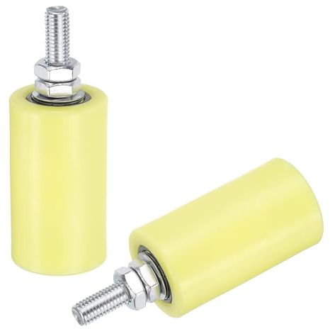 QUARKZMAN 2pcs Galet Guide pour Portail Coulissant 40x70mm, M10 Roulette Nylon Guide au Sol pour Porte Grange Coulissante, Roue Universel avec Roulement à Billes Scellé pour Portail, Jaune