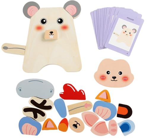 Jouet en bois, planche de blocs de construction avec animaux de dessin animé, jouet éducatif pour la maternelle, la maternelle, la salle de jeux, la maison, les voyages, l'anniversaire