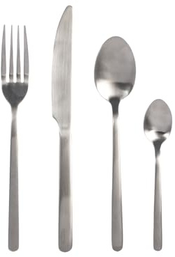 H&H Servizio Posate 24 Pezzi Satinee in Acciaio Inox – 6 Coltelli, 6 Forchette, 6 Cucchiai, 6 Cucchiaini Caffè – Finitura Satinata – Lavabile in Lavastoviglie – Elegante per Tavola