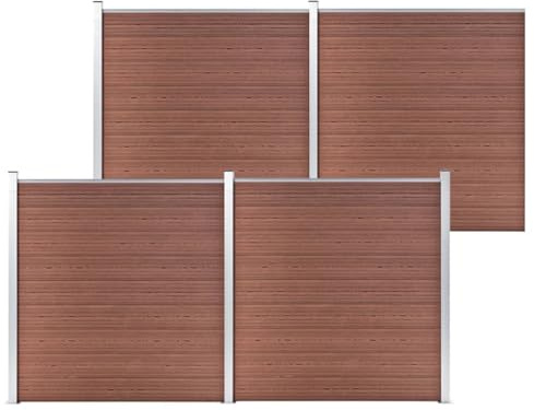 Yisssmeng Kit brise-vue en bois composite WPC - 699 x 186 cm - Marron - Composé en bois et plastique - Poteaux en aluminium - Résistant aux intempéries - Extensible - Montage facile pour cour