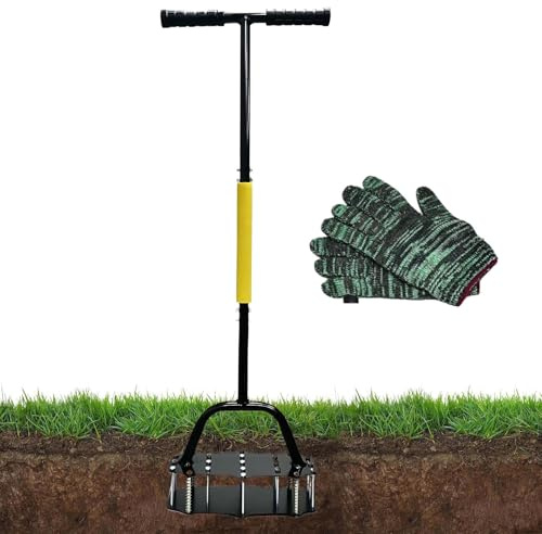 yybng Aérateur Central de Gazon | Ameublisseur Manuel de Sol,Aérateur de Gazon à Carottes à Ressorts intégrés équipé de 17 Pointes en Acier - pour l'aération du Jardin et l'entretien de la pelouse