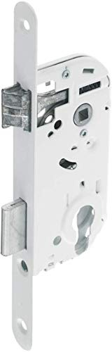 Vachette Serrure à Encastrer trou de cylindre, Axe à 40 mm, Coffre 135 mm - D4500 - Réversible sans démontage, Têtière bouts ronds, Verrouillage 1 tour - Porte d'entrée, de service - Blanc