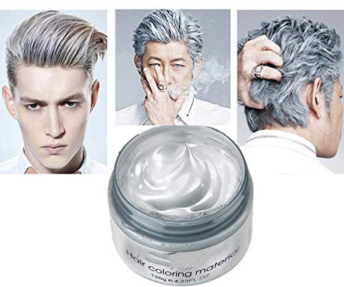YiKiMira Temporäre Silber Grau Haar Wachs Instant Frisur Farbstoff Styling Creme Schlamm Haar Pomaden für Party, Cosplay, Nachtclub, Maskerade, Halloween (Silber grau)