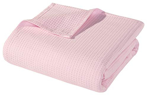 WOHNWOHL® Babydecke Waffelpiqué aus 100% Baumwolle I 70x110 cm I Erstlingsdecke, Farbe:Rosa