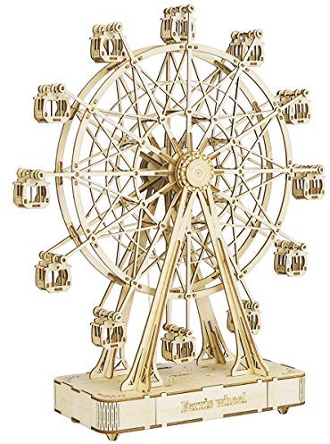 Rolife 3D Puzzle Riesenrad Spieldose Modellbausatz Holzbausatz Erwachsene mit Musik für Kinder und Erwachsene Basteln Erwachsene Frauen 3D Puzzle Kinder