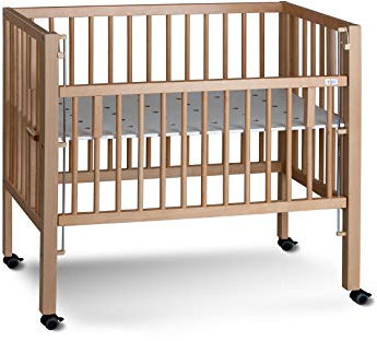 tiSsi ® Anstellbett Beistellbett Stubenwagen Buche Natur Maxi 90 x 50 cm beige