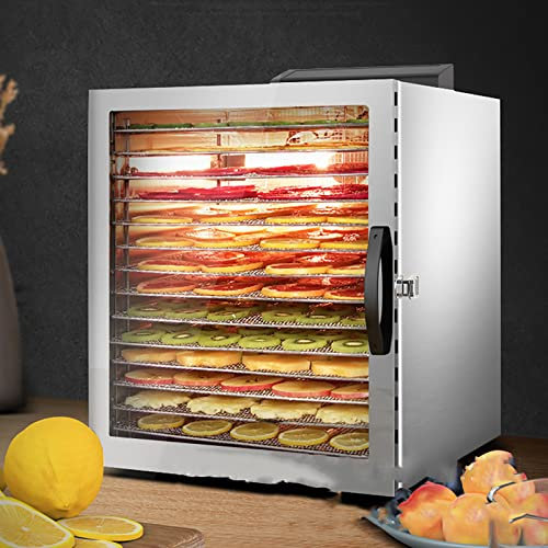 DéShydrateur Alimentaire En Acier Inoxydable Avec Livre De Recettes,Minuterie 24 Heures Et ContrôLe Du Thermostat 30-90℃,Pour Viande,Nourriture Pour Animaux De Compagnie,14Trays