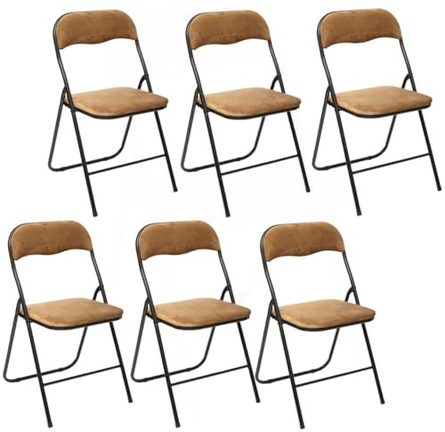 Lot de 6 Chaises Pliantes en Velours Ocre Doré - Chaises d'Appoint Confortables avec Assise Rembourrée - Design Moderne & Vintage - Gain de Place Idéal Petit Espace, Réception et Salle à Manger