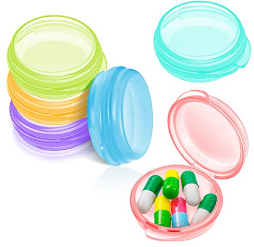 Patelai 6 Packs Small Pill Organizer Box, Travel Pill Container Portable Daily Mini Medicine Case Holder for Pocket Purse Briefcase Cod Liver Oil Jewelry Beads Earplug Storage Box(Fresh Color)
