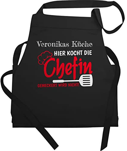 Schürze - Kochschürze - Hier kocht die Chefin - 60x87 - Schwarz - geschenke für damen küchentextilien küche chefköchin kochschürzen küchenschürze kochzubehör koch lustig beste