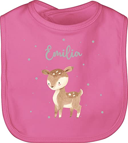 Geschenk mit Namen personalisiert by Shirtracer - Baby Lätzchen - Süßes Reh mit Namen personalisiert I