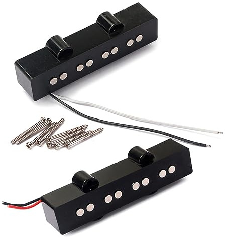 4-saiten Bass Tonabnehmer Satz Gmb07 für Jazz Jb Bassgitarre | Offene Bauweise, Schwarz, Metallgehäuse, Inklusive Schrauben und Federn