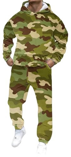 Winter-Trainingsanzug für Herren 2025, trendig, lässig, modisch, locker, 3D-Camouflage-Druck, Sweatshirt und Jogginghose, Anzug-Set, Herrenkleidungs-Set, camouflage, 3XL