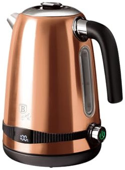Berlinger Haus Bouilloire Électrique 1,7L, 2200W, Température Réglable 40-100°C, Acier Inox, Base Pivotante 360°, Filtre Amovible, Design Élégant