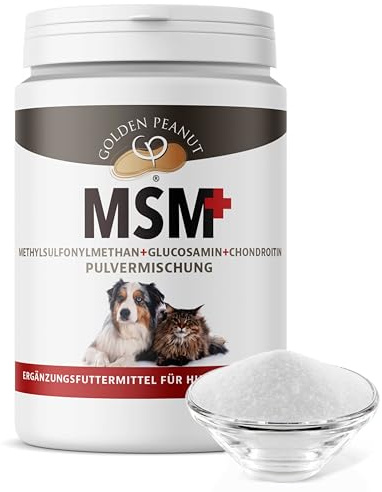 Golden PEANUT MSM glukosamin kondroitin pulver 200 g för hundar och katter, perfekt kombination, hög biotillgänglighet