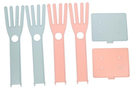 PartyKindom 2pcs Kitchen Glove Holder and Drying Rack Multifunctional Detachable Glove Stand Towel Storage Organizer for Countertop in Pink and Light Blue