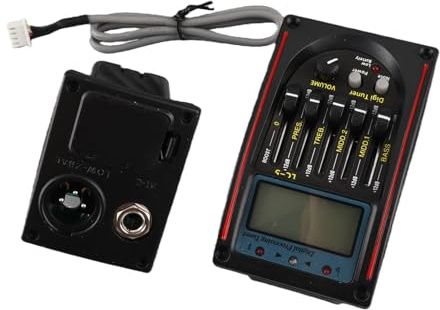 LCD 5-Band Akustikgitarre Preamp EQ LC-5 Equalizer Tuner Piezo Pickup mit Touch-Design zur Lautstärkeregulierung, Verstärkt Sound für Gitarristen – Schwarz