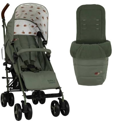 Cosatto Supa 3 Pushchair with Footmuff – Lightweight Stroller from Birth to 25Kg - Easy, Compact, Umbrella Fold, Large Shopping Basket, Carry Handle Footmuff (Hoglet)