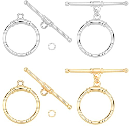 Beebeecraft 10 uppsättningar växellås, 18K guldpläterad mässing, rund smyckeslås, koppling, slutknapp för halsband, armband, smyckestillverkning, gör-det-själv-fynd, 25 x 30 mm