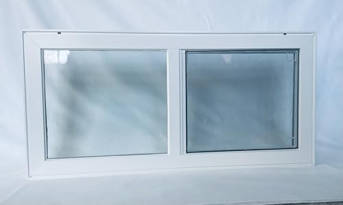 24x16 Vinyl Basement Slider Window ”White Basement Window, Replacement Sliding Windows with Screen, Double-Pane Glass Insulated