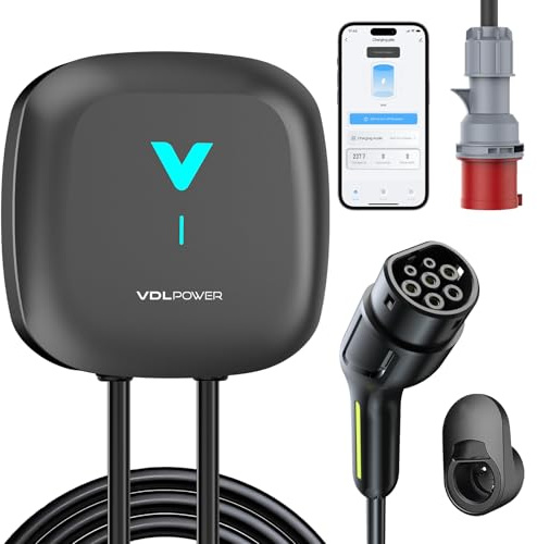 VDLPOWEREU Wallbox 22 kW, Colonnina Ricarica Auto Elettrica, Wallbox Trifase 6-32A con APP, 6m Carichino Auto Elettrica, EV Stazione di Ricaric con RCD Tipo A e Protezione IP67, per EV/PHEV