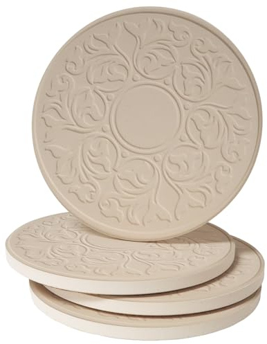 Thirstystone Victorian Lace 4 Pack Embossed Stone Coaster Set Manufactured in The USA Absorbent Classic