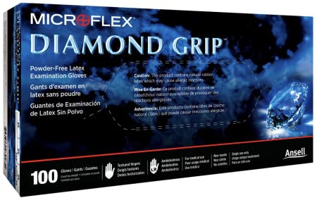 Microflex MF-300-XL - Guantes de látex extra grandes con agarre de diamante, 100 unidades