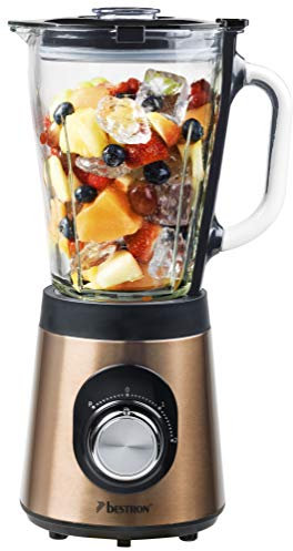 Bestron Standmixer, mit zwei Geschwindigkeitsstufen & Puls-Funktion, Behälter spülmaschinengeeignet, 500 Watt, 1,5 Liter, Farbe: Kupfer