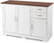 COSTWAY Sideboard Storage Cabinet, Morden Kitchen Cupboard with Adjustable Shelf, Drawers and Doors, Large Buffet Cabinet Unit for Dining Living Room Hallway (White+Vermilion, 100x40x78cm)