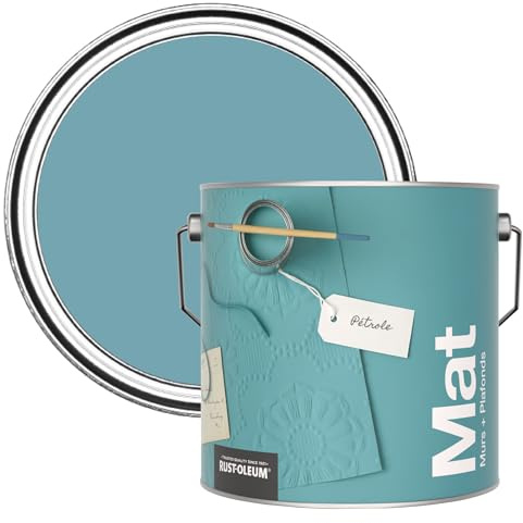 Rust-Oleum ultra strapazierfähige, extra deckende, abwaschbare, blau matte Wandfarbe - Petrol 2,5 Litres