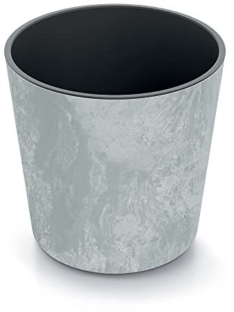 Tymar blomkruka med insats, stor blomkruka av plast, ytterkruka, rund form, inomhus och utomhus (betong, ø 30 cm)