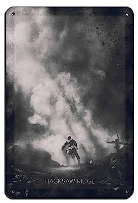 KOURT Hacksaw Ridge Vintage Movie Poster Tin Sign Vintage Metal Pub Club Cafe Bar Home Wall Art Decoration Poster Retro 8x12inch(20x30cm)