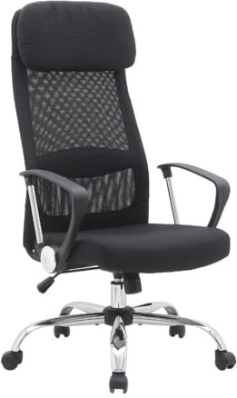 One Living Sedia Ergonomica da Ufficio Nera con Base Cromata ELITE/ELITE + Girevole Altezza Regolabile con Braccioli Fissi - Comfort e Stile per il tuo Spazio di Lavoro (ELITE +)