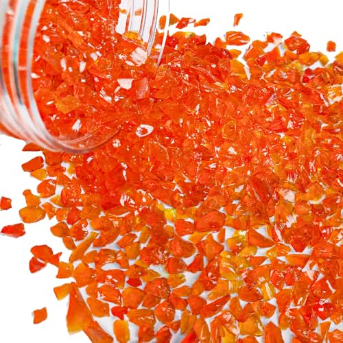 HappyFiller1.3 LB Crushed Sand Broken Glass Pieces Stones for Vase Fillers Candle Holder,Summer Fall Decor,Succulent Pebble Granules,Crafts Project,Resin Arts,Reddish Orange