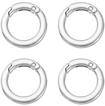 PATIKIL Anillos O de Resorte Metálicos 4Pcs 1,1 Pulgadas Plata-Blanca 29mm | Clips Redondos, Metálicos, Hebillas Planas, Gatillo para Llaveros Bolsos Carteras Correas Correas para Perros Manualidades