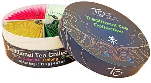 Coffret Carrousel de Thés | 60 Sachets & 4 Grands Thés Traditionnels : Vert, Blanc, Oolong & Jasmin | Boîte Ronde Élégante