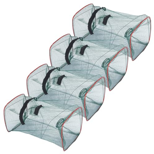 ROOMHUAWAY 4 Fischreuse, Köderfischreuse Krebsreuse, Faltbar Fischfalle für Wurfnetz Zum Fischen, Rechteckiger Reuse als Einfacher Garnelenkäfig und Fischereikäfig(46x22x22cm)