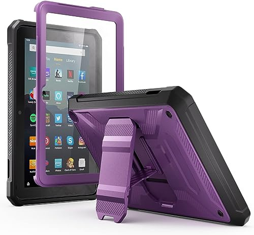 DJ&RPPQ Custodia per tablet da 7 pollici, con protezione schermo integrata, per bambini, dotata di staffa integrata, non adatta per tablet TCL, viola