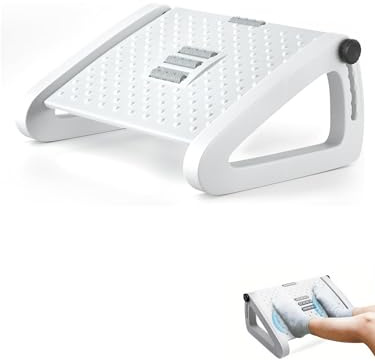 Repose-Pieds Ergonomique, Réglable sous Le Bureau avec Fonction Massage, Antidérapant, Améliore la Posture et la Circulation, Idéal pour Le Travail et la Maison