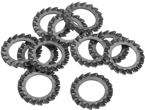 QUARKZMAN 10Pcs Arandelas De Bloqueo Con Dientes Externos Negro | Arandelas De Seguridad Dentadas De Acero Al Carbono M14, Para Tornillos Equipos Mecánicos Sujetadores